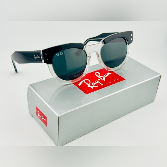 Ray-Ban Mega Hawkeye Sunglasses RB0298S black Transparent Frame Gray Lenses - Picture 13 of 14